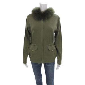 Max & Moi Women Anorak Zip Merino Wool Green Fall Pre-Owned Size M